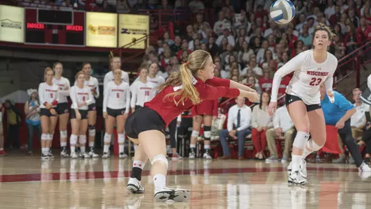 Tiffany Clark makes a diving save against Nebraska.