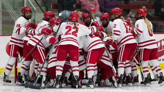Women's hockey huddle