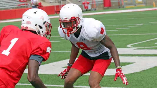 Deron Harrell at football fall camp practice August 2017