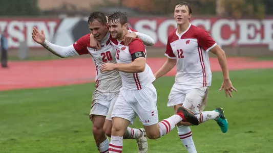 Freshman Noah Melick celebrates first career goal at Wisconsin