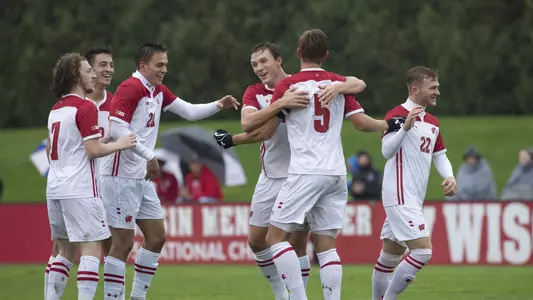 Team celebration against Rutgers