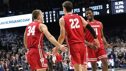 Wisconsin celebrates during its win over Xavier