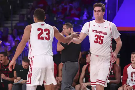 Nate Reuvers and Kobe King celebrate at the Battle 4 Atlantis