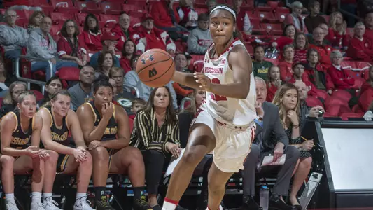 Niya Beverley drives to the basket