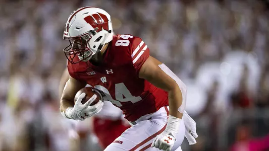Wisconsin Badgers tight end Jake Ferguson (84) during the game against Nebraska. The Wisconsin Badgers host Nebraska at Camp Randall Stadium on October 6, 2018 in Madison Wisconsin.Photo by Tom Lynn/Wisconsin Athletic Communications