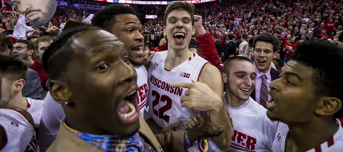 Ethan Happ, Nigel Hayes, Duje Dukan men's basketball vs. Purdue 2018