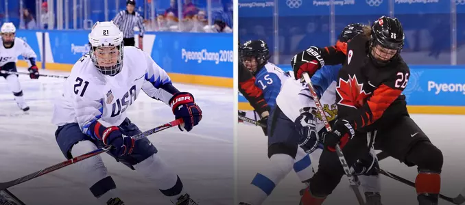 Hilary Knight and Emily Clark at the 2018 Winter Olympics
