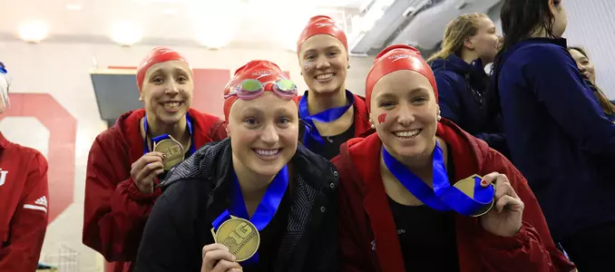 Emmy Sehmann - Marissa Berg - Beata Nelson - Jess Unicomb - 2018 Big Ten Championships 200 Free Relay Awards