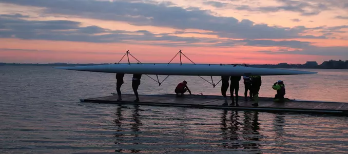 Rowers launch on Lake Mendota