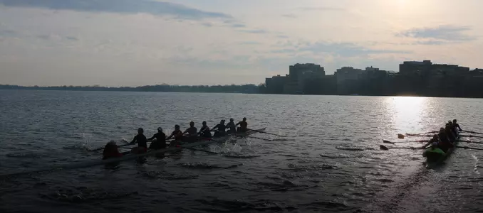 Women's openweight rowing on Lake Mendota