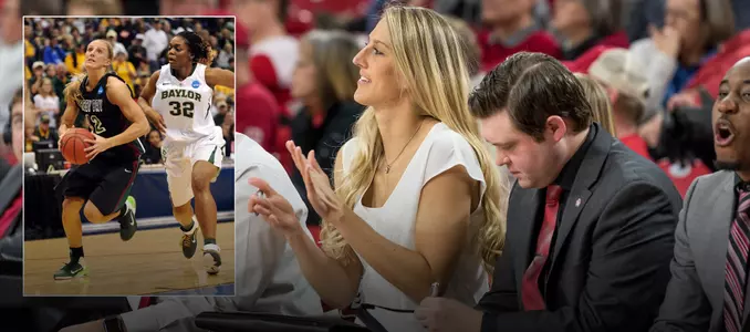Kayla Tetschlag on the bench at South Dakota