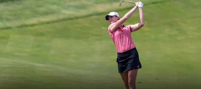 Gabby Curtis swings during the second round of the 2018 NCAA Madison Regional at University Ridge Golf Course (May 8, 2018)