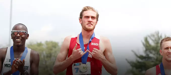 Ollie Hoare on the podium at the 2018 Big Ten Outdoor Championships
