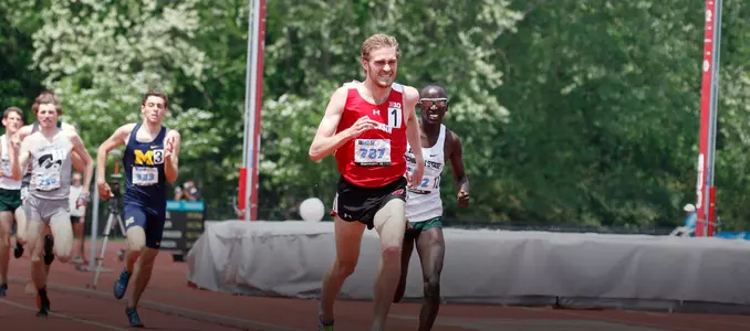 Ollie Hoare crossing the finish line at 2018 Big Ten Outdoor Championships