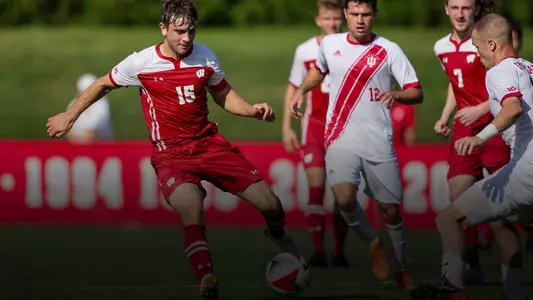 Leibold dribbling against Indiana