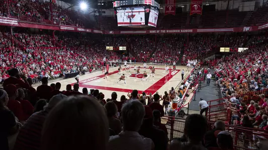 The UW Field House from the endline during a volleyball match.
