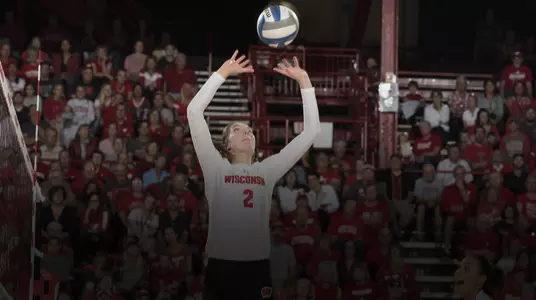 Sydney Hilley sets the ball up against Ohio State