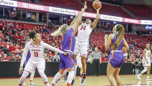 Imani Lewis shoots over Purdue defenders