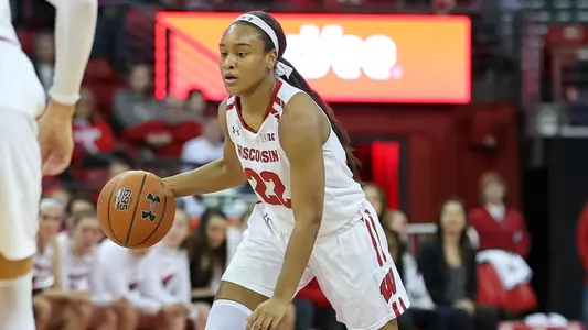 Niya Beverley brings the ball up the court vs. Indiana.