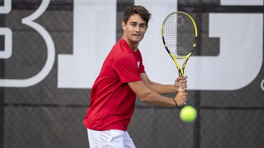 Wisconsin Badgers men’s tennis player Gabriel Huber during a photo shoot Sept. 13, 2019, in Madison, Wis. (Photo by David Stluka/Wisconsin Athletic Communications)