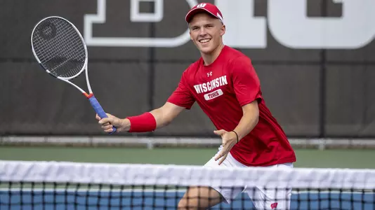 Wisconsin Badgers mens tennis player Robin Parts during a photo shoot Sept. 13, 2019, in Madison, Wis. (Photo by David Stluka/Wisconsin Athletic Communications)