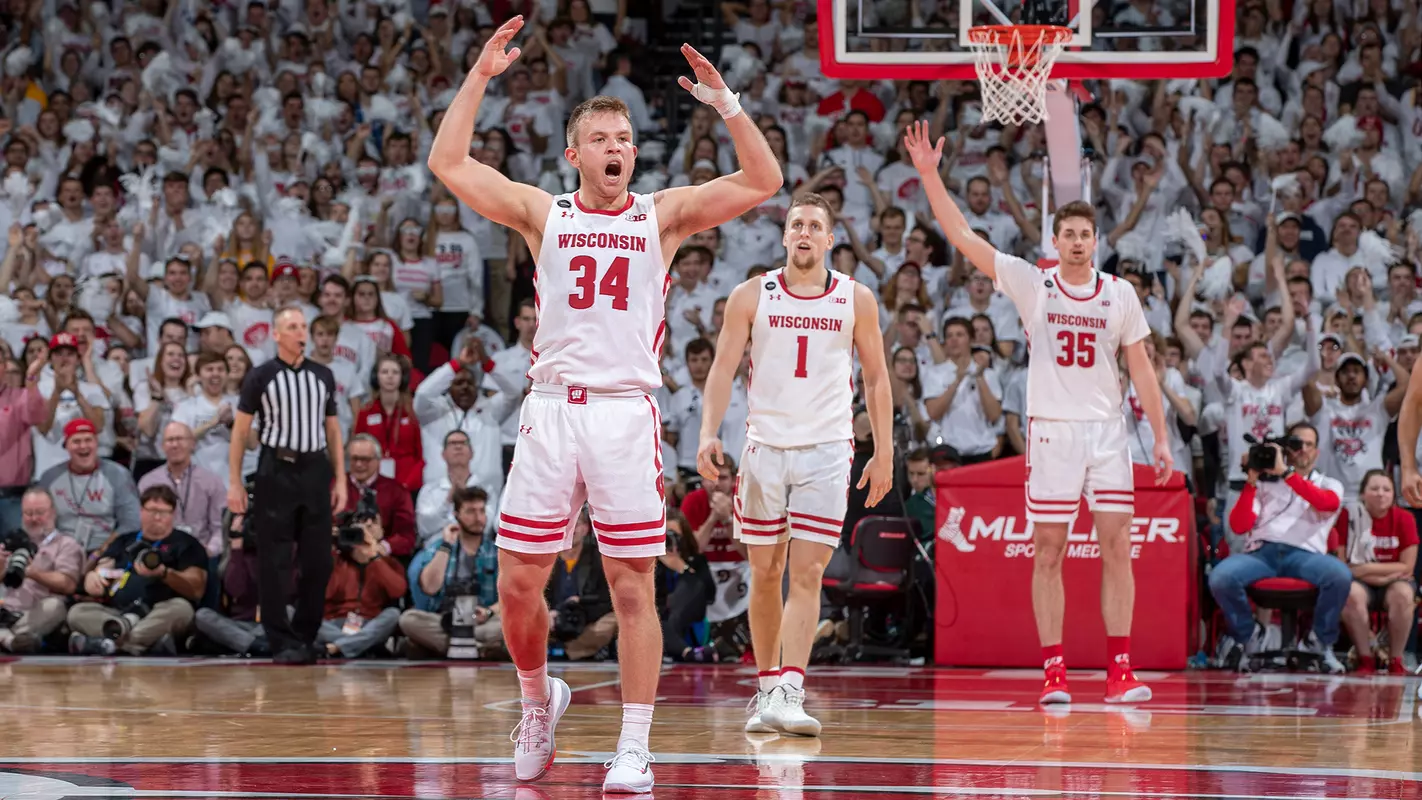 Brad Davison and teammates celebrate win over Marquette