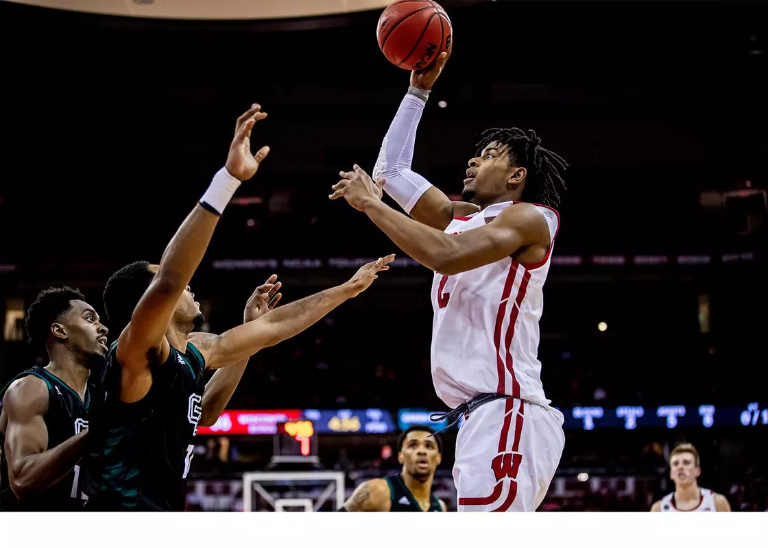 Aleem Ford shoots over Green Bay 11/21/2019