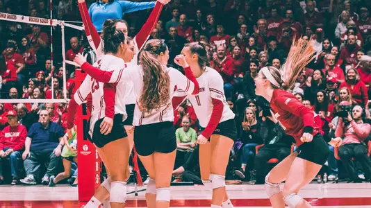 Badgers celebrate after a point against UCLA