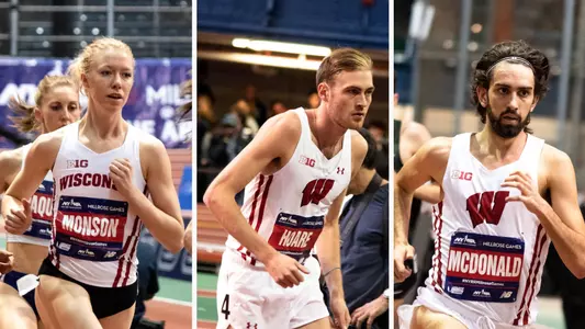Alicia Monson, Olli Hoare and Morgan McDonald at the Millrose Games 2019