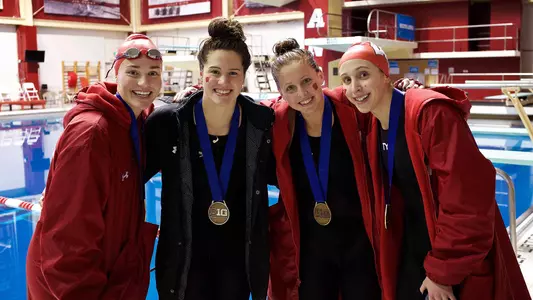 Kathleen Coughlin, Beata Nelson, Kelsi Artim and Emmy Sehmann at the 2019 Big Ten Championships