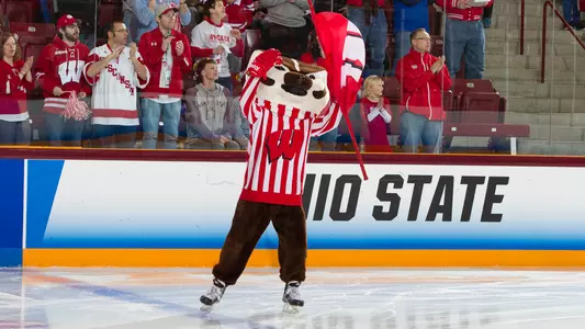 Bucky at the 2018 NCAA Women's Frozen Four