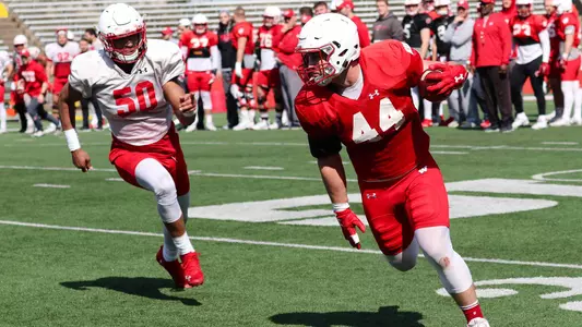 John Chenal (44) at football spring practice inside Camp Randall Stadium