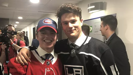 Cole Caufield and Alex Turcotte at the 2019 NHL Draft