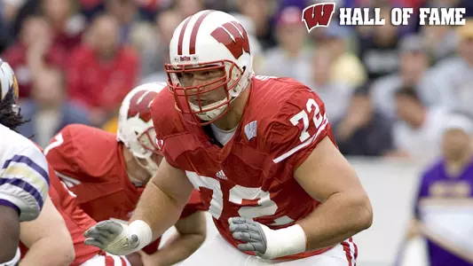 Joe Thomas football game vs. Western Illinois 2006 with Motion W Logo and UW Hall of Fame logo