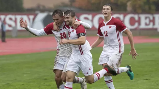 Men's soccer goal celebration Leibold Melick