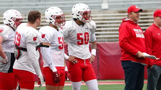 Zack Baun and Izayah Green-May spring practice 2019 football