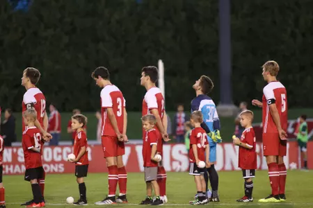 Team lines up for Natinal Anthem