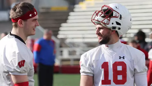 Collin Wilder at 2019 spring football practice with his helmet off