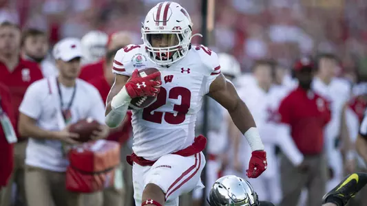 Wisconsin Badgers' running back Jonathan Taylor (23) runs the ball during the 2020 Rose Bowl NCAA college football game against the Oregon Ducks Wednesday January 1, 2020 in Pasadena, California.Photo by Tom Lynn/Wisconsin Athletic Communications
