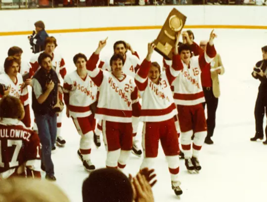 1983 NCAA Championship Photo - trophy on the ice