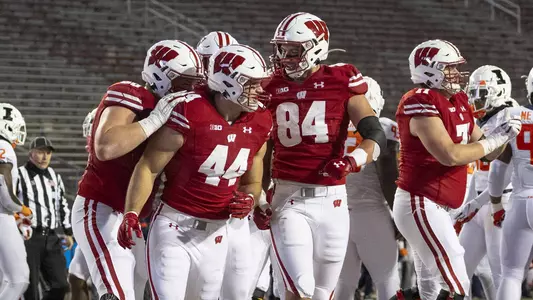 Wisconsin Badgers' fullback John Chenal (44) scores a touchdown during an NCAA college football game against Illinois Friday October 23, 2020 in Madison, WI.  Photo by Tom Lynn/Wisconsin Athletic Communications