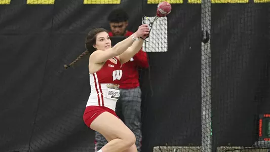 Olivia Roberts competes in the weight throw.