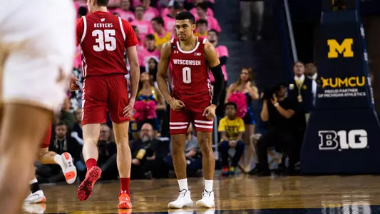 D'Mitrik Trice and Nate Reuvers Wisconsin men's basketball at Michigan on Thursday, Feb. 28, 2020