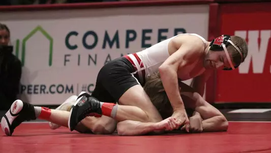 Seth Gross rides his Michigan State opponent.