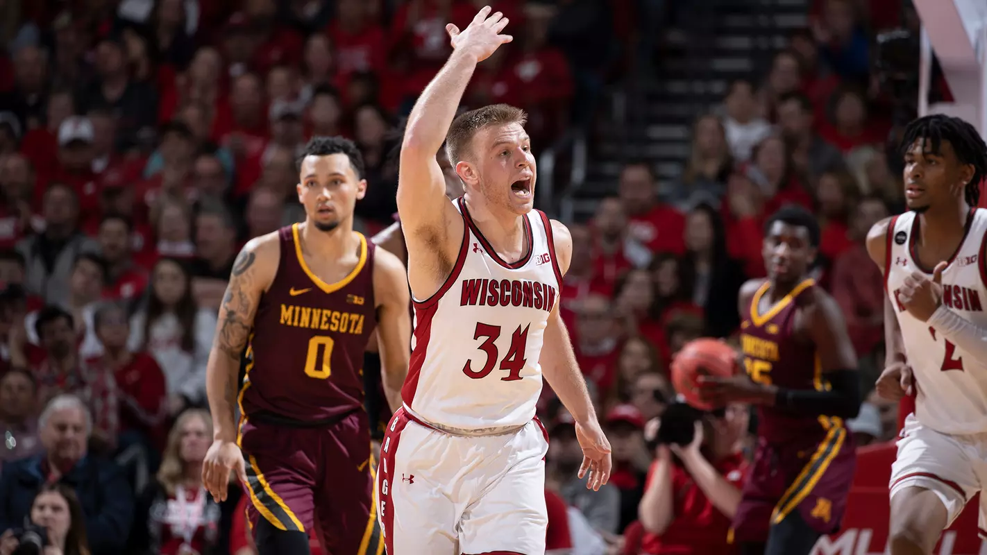 Brad Davison celebrates during a game against Minnesota