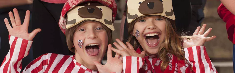 Kids dressed as Bucky Badger 2016 Halloween at volleyball game vs. Penn State