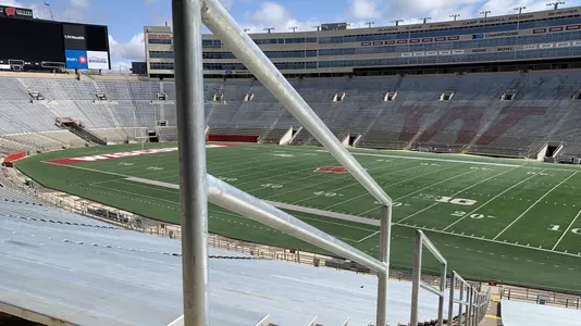 Handrails inside lower bowl of Camp Randall Stadium