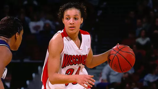 University of Wisconsin guard/forward (30) Tamara Moore during the Penn State game at the Kohl Center on 2/18/01 in Madison, WI. The Badgers beat Penn State 86-75.