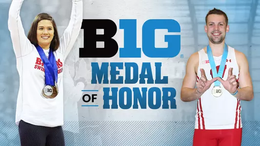 2020 Big Ten Medal of Honor Zach Lorbeck, men's track and field, and Beata Nelson, women's swimming and diving