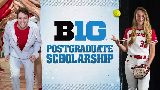 2020 Big Ten Post-graduate scholarship winners Eric Geunes (men's swimming & diving) and Heather Rudnicki (softball)
